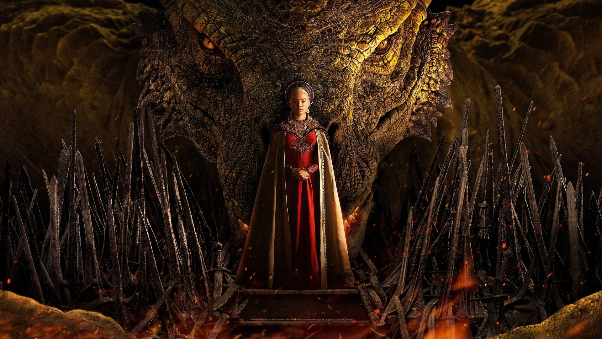 King Viserys Targaryen on the Iron Throne, a crown of heavy responsibility.