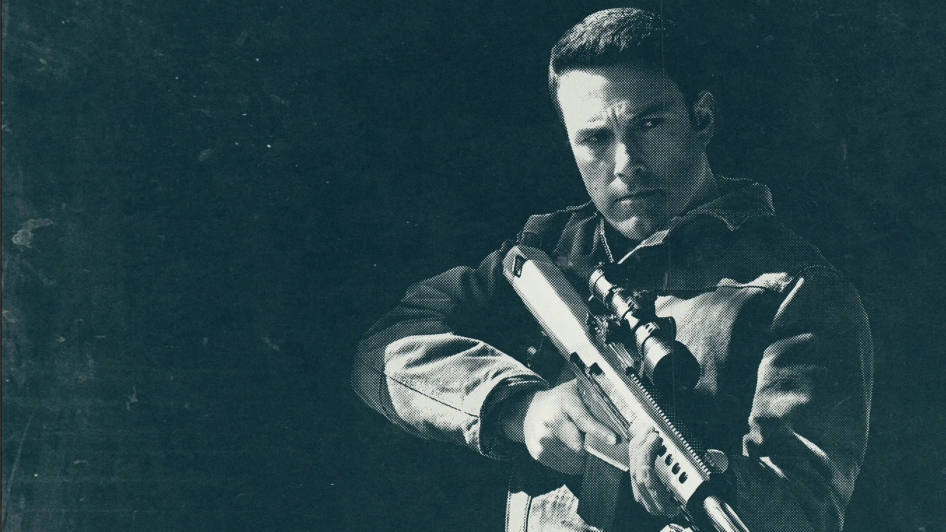 Ben Affleck as Christian Wolff intensely focused on numbers, surrounded by a world of data.