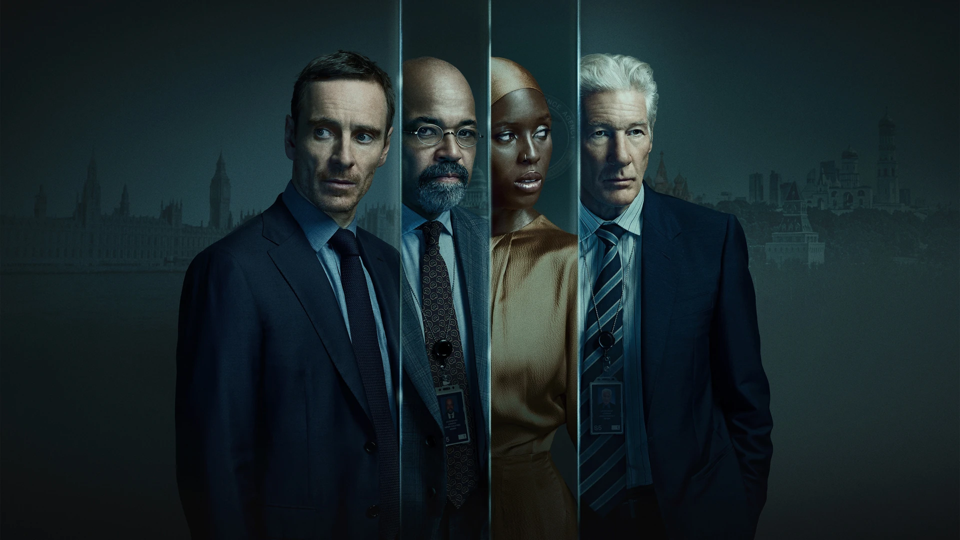 A man in shadow, contemplating his identity, a blurred cityscape in the background