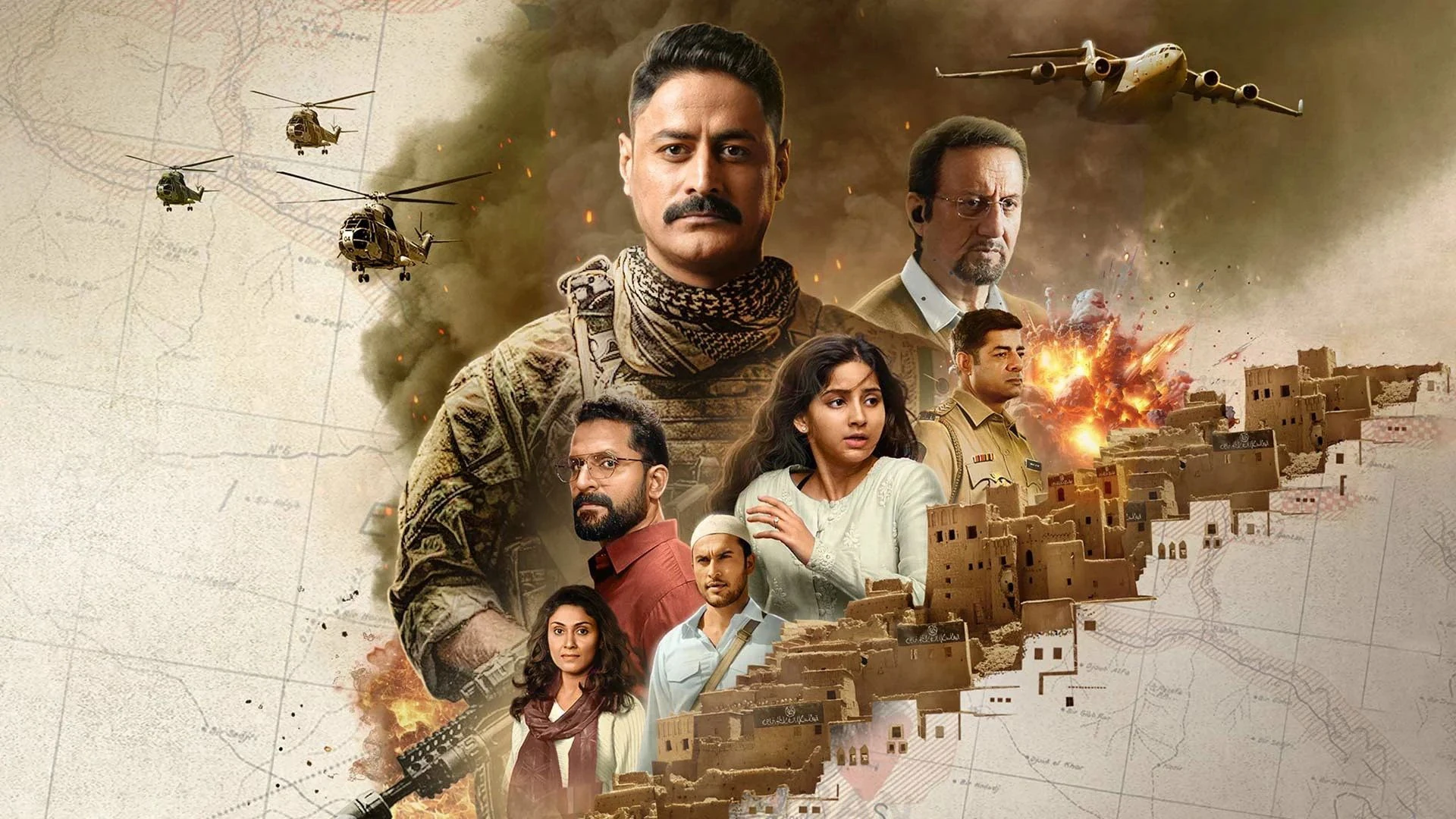 A man with a serious expression, possibly a mercenary, in a tense, shadowy environment, hinting at a dangerous mission.