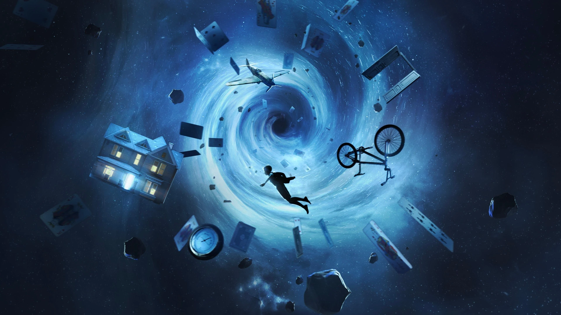 A lone figure looks up at a strange, glowing phenomenon in the night sky, symbolizing wonder and possibility