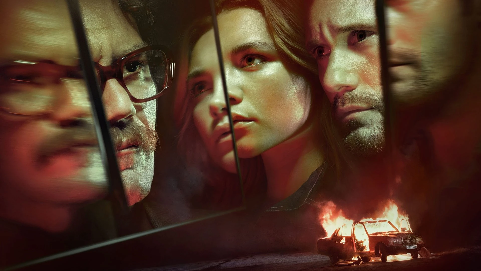 Florence Pugh as Charlie, caught between worlds with an intense gaze